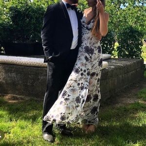 Astr the Label, full length floral print dress in lavender, medium